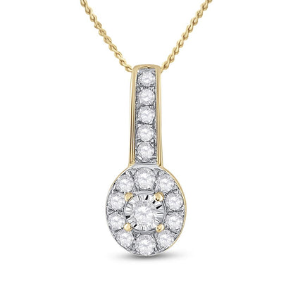 10k Yellow Gold Round Diamond Oval Pendant 1/4 Cttw