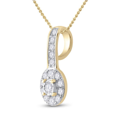 10k Yellow Gold Round Diamond Oval Pendant 1/4 Cttw