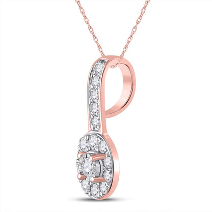 10k Rose Gold Round Diamond Oval Pendant 1/4 Cttw