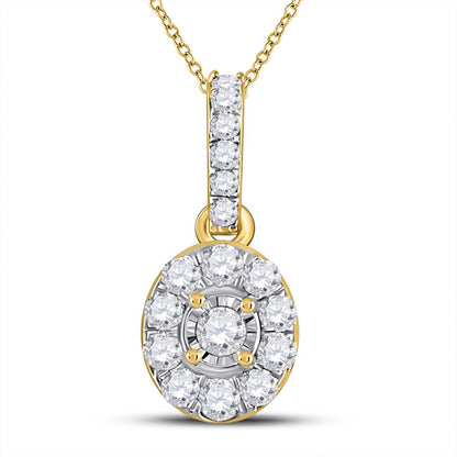 10k Yellow Gold Round Diamond Oval Pendant 1/5 Cttw
