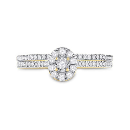 10k Yellow Gold Round Diamond Oval Bridal Wedding Ring Set 1/3 Cttw