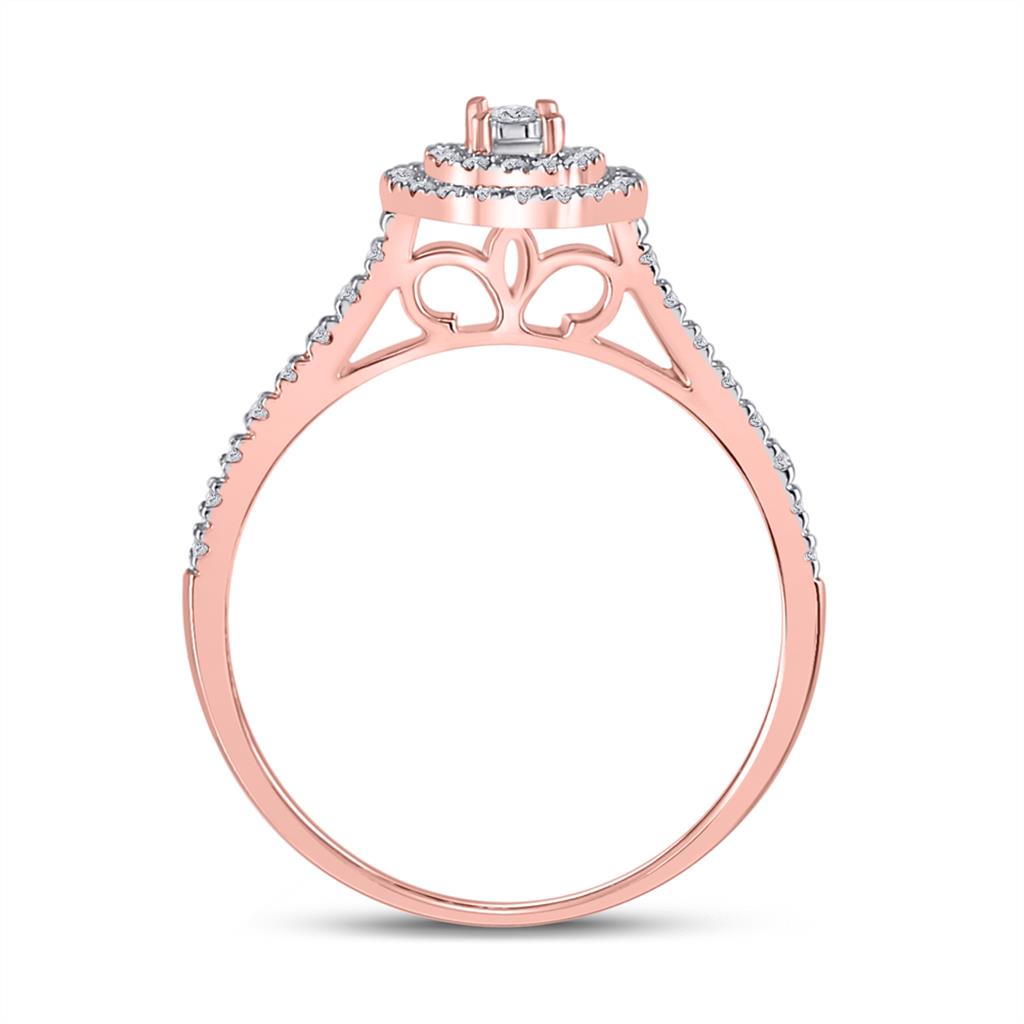 10k Rose Gold Round Diamond Bridal Wedding Ring Set 1/3 Cttw
