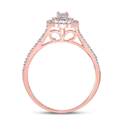 10k Rose Gold Round Diamond Bridal Wedding Ring Set 1/3 Cttw