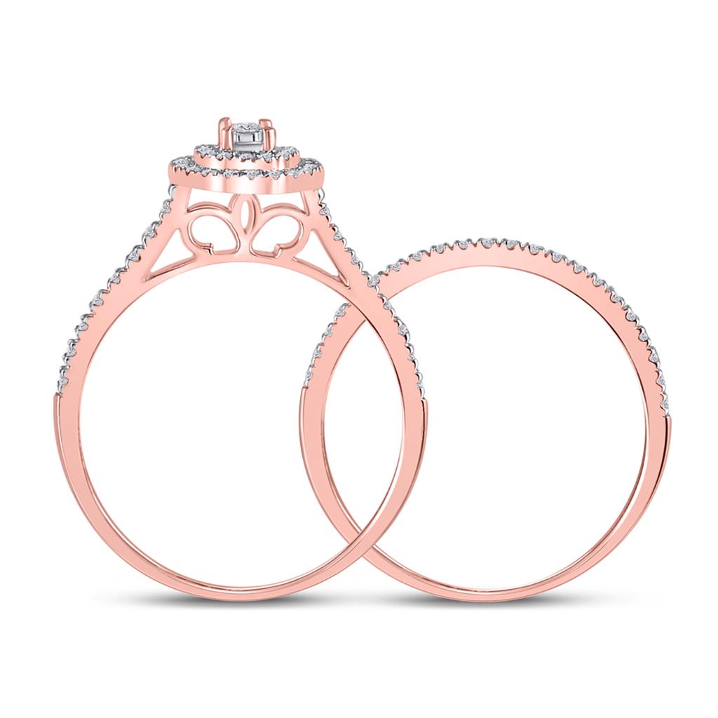 10k Rose Gold Round Diamond Bridal Wedding Ring Set 1/3 Cttw