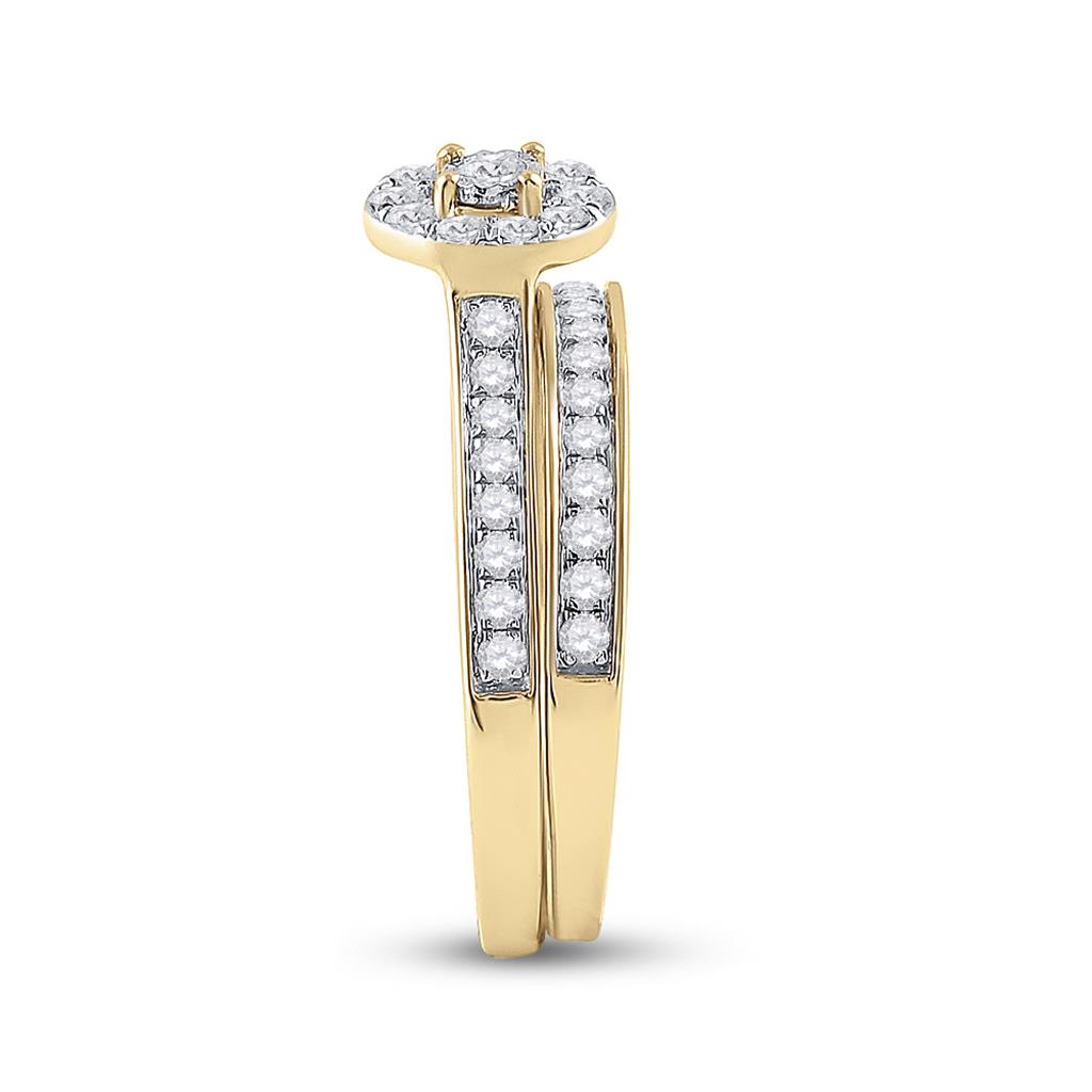 10k Yellow Gold Round Diamond Bridal Wedding Ring Set 1/2 Cttw