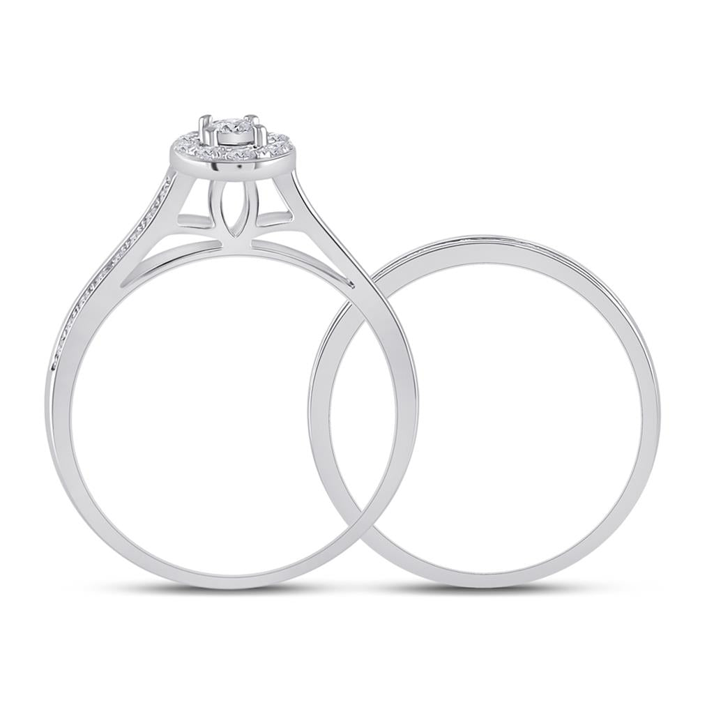 14k White Gold Round Diamond Bridal Wedding Ring Set 1/2 Cttw
