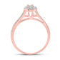 10k Rose Gold Round Diamond Bridal Wedding Ring Set 1/2 Cttw
