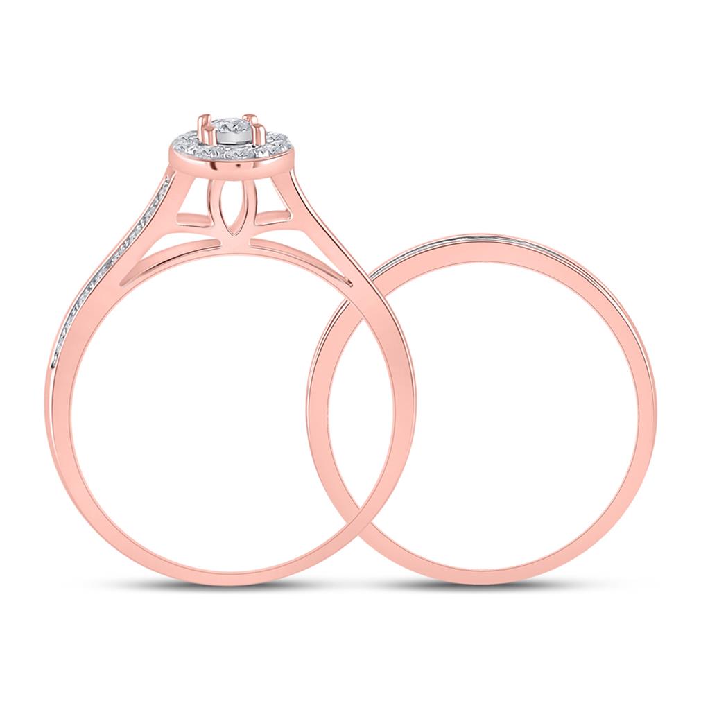 10k Rose Gold Round Diamond Bridal Wedding Ring Set 1/2 Cttw