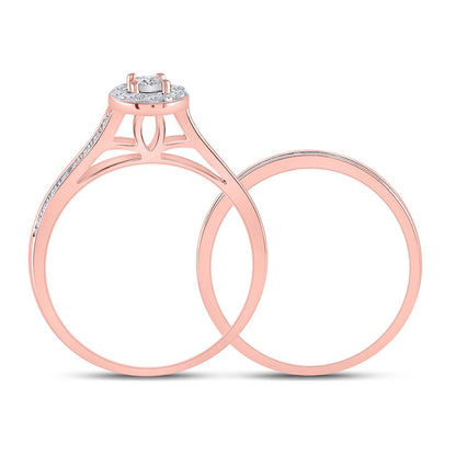 10k Rose Gold Round Diamond Bridal Wedding Ring Set 1/2 Cttw