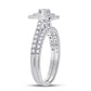 14k White Gold Round Diamond Halo Bridal Wedding Ring Set 1/4 Cttw