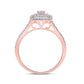 10k Rose Gold Round Diamond Halo Bridal Wedding Ring Set 1/4 Cttw