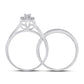 14k White Gold Round Diamond Halo Bridal Wedding Ring Set 1/2 Cttw