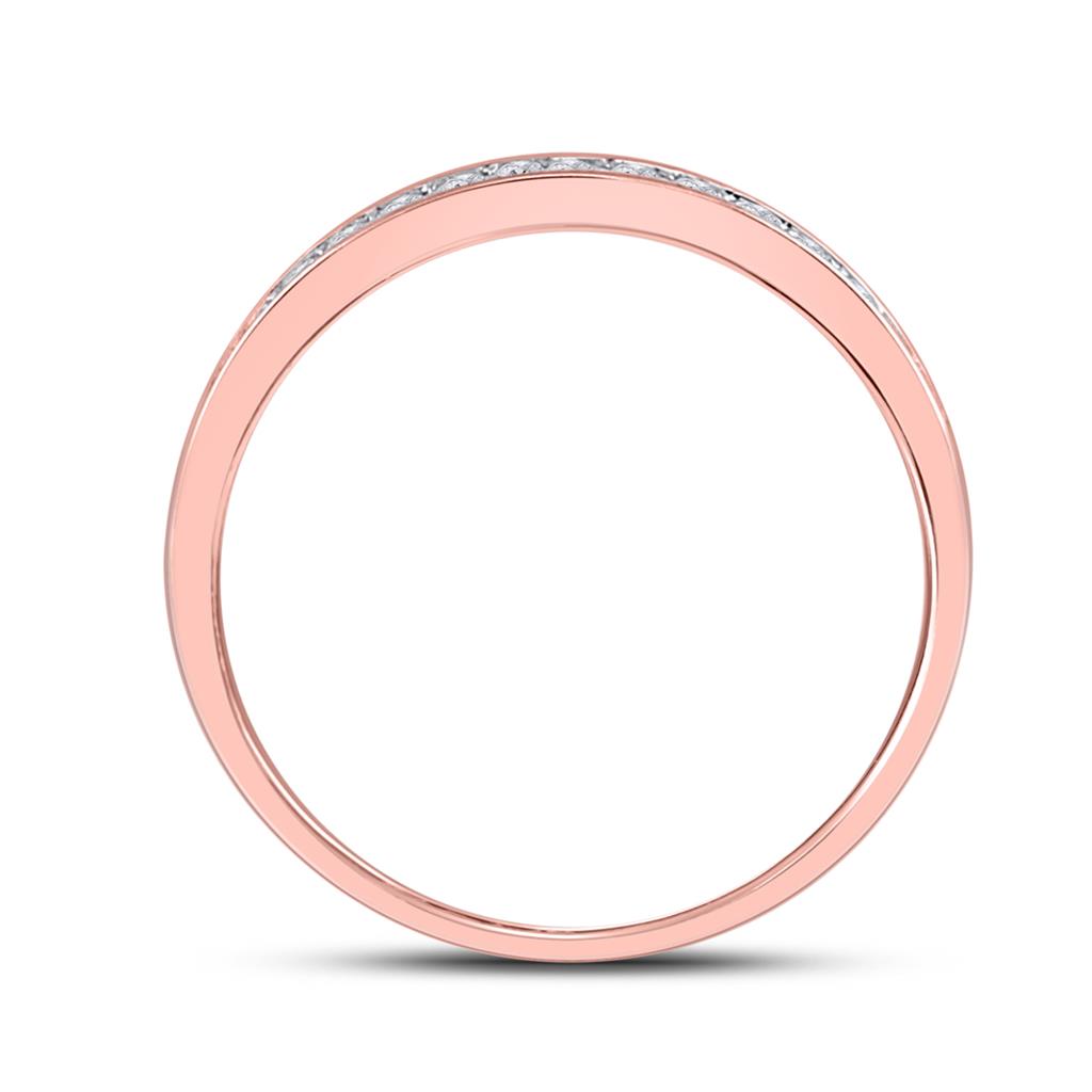 10k Rose Gold Round Diamond Halo Bridal Wedding Ring Set 1/2 Cttw