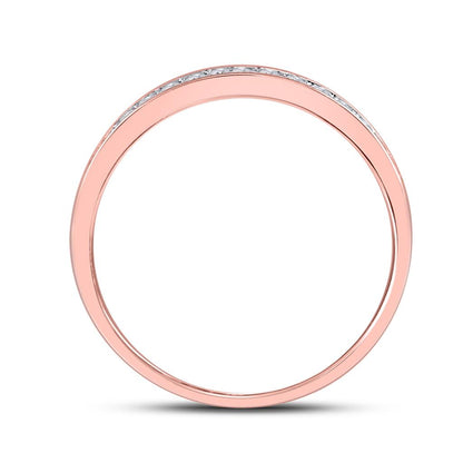10k Rose Gold Round Diamond Halo Bridal Wedding Ring Set 1/2 Cttw