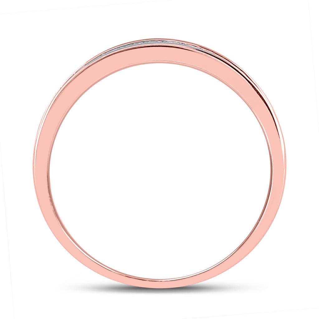 10k Rose Gold Round Diamond Halo Bridal Wedding Ring Set 1/2 Cttw