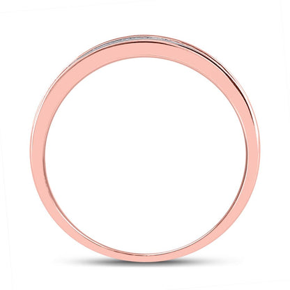 10k Rose Gold Round Diamond Halo Bridal Wedding Ring Set 1/2 Cttw