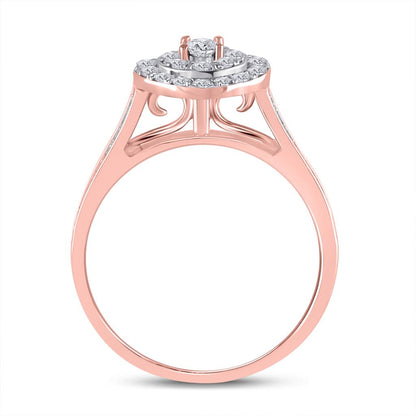 10k Rose Gold Round Diamond Oval Bridal Wedding Ring Set 1/2 Cttw