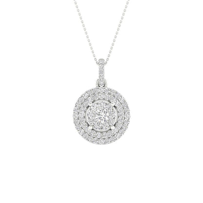 14k White Gold Round Diamond Cluster Pendant 1/4 Cttw