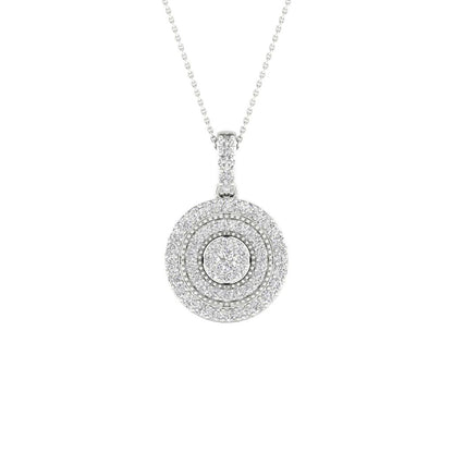 14k White Gold Round Diamond Cluster Pendant 1/4 Cttw