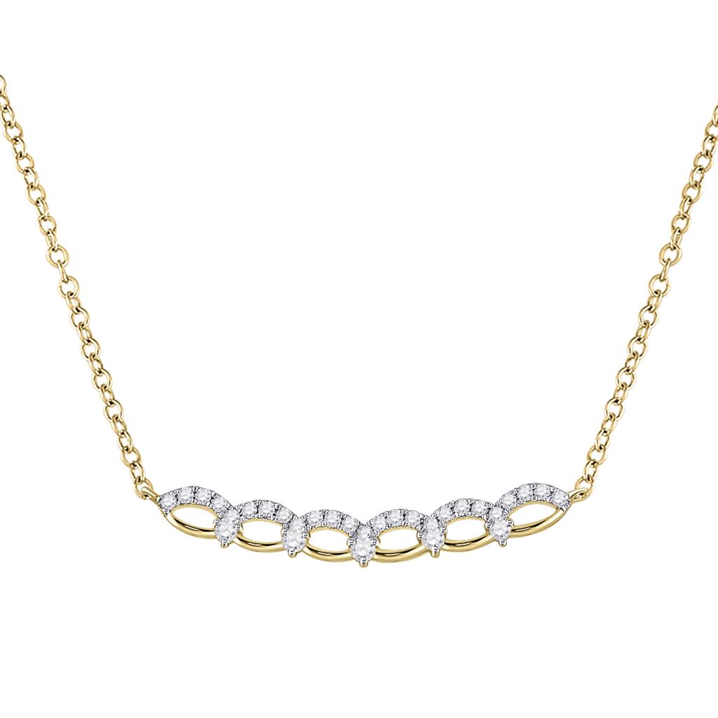 14k Yellow Gold Round Diamond Bar Necklace 1/3 Cttw