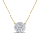 10k Yellow Gold Round Diamond Circle Cluster Necklace 3/4 Cttw