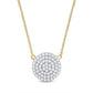 10k Yellow Gold Round Diamond Circle Cluster Necklace 3/4 Cttw