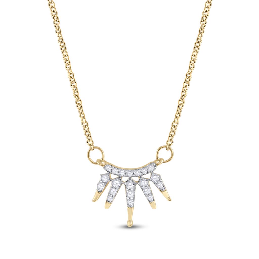 10k Yellow Gold Round Diamond Fashion Necklace 1/6 Cttw