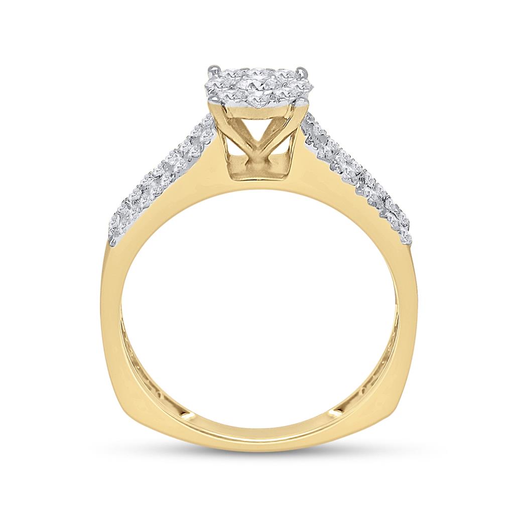 14k Yellow Gold Round Diamond Bridal Wedding Ring Set 1 Cttw