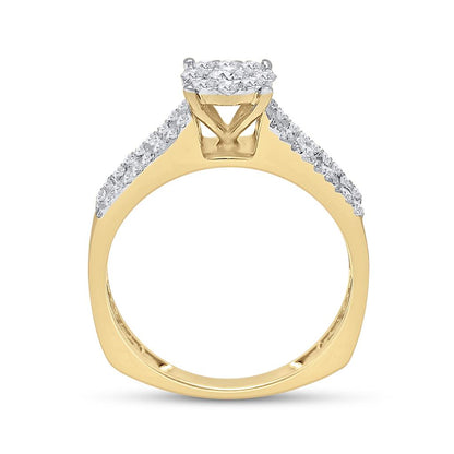 14k Yellow Gold Round Diamond Bridal Wedding Ring Set 1 Cttw