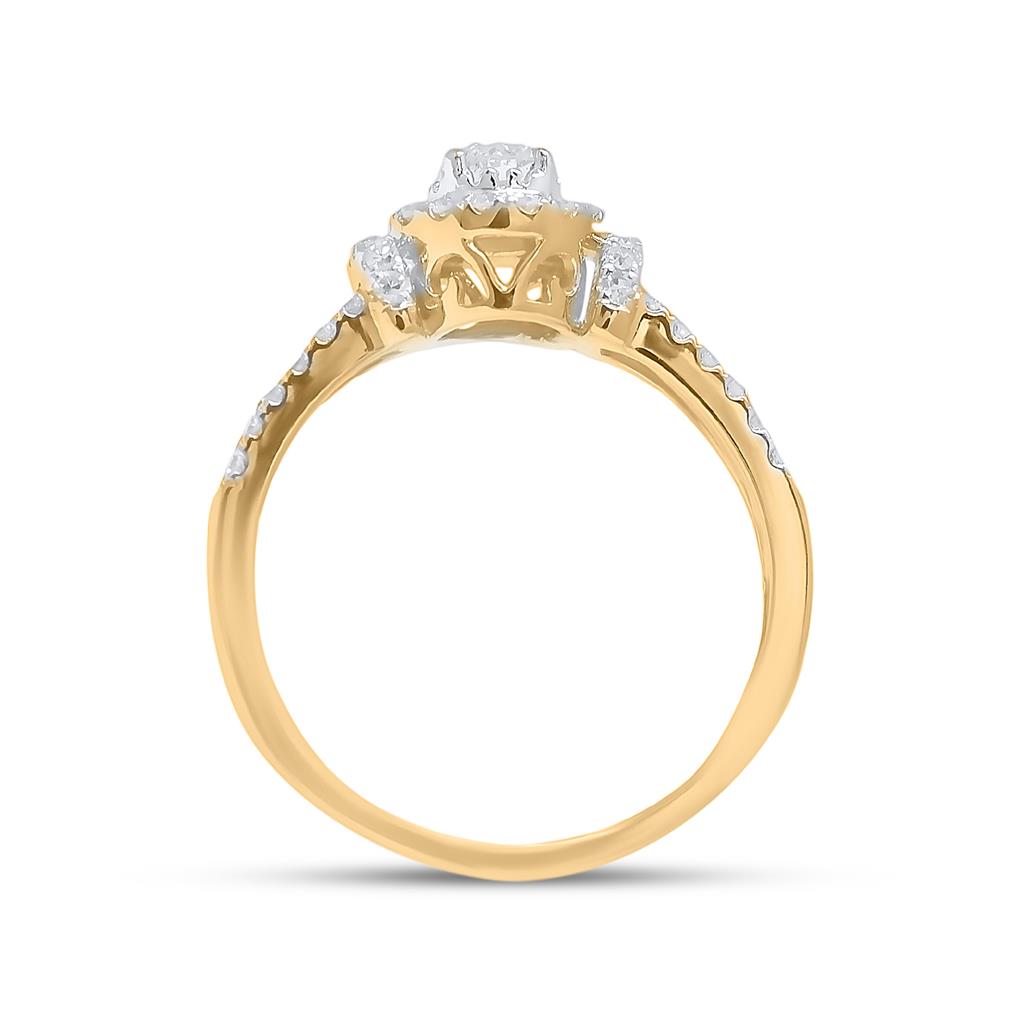 14k Yellow Gold Round Diamond Bridal Wedding Ring Set 5/8 Cttw