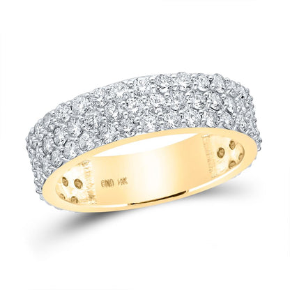 14k Yellow Gold Round Diamond Pave Band Ring 2-7/8 Cttw