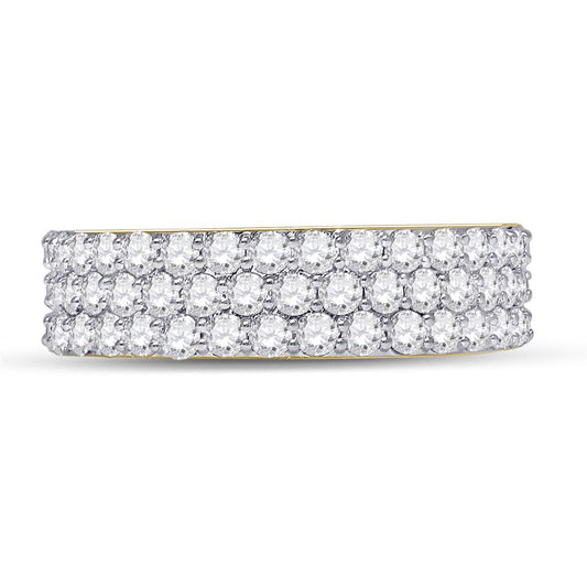 14k Yellow Gold Round Diamond Pave Band Ring 2-7/8 Cttw