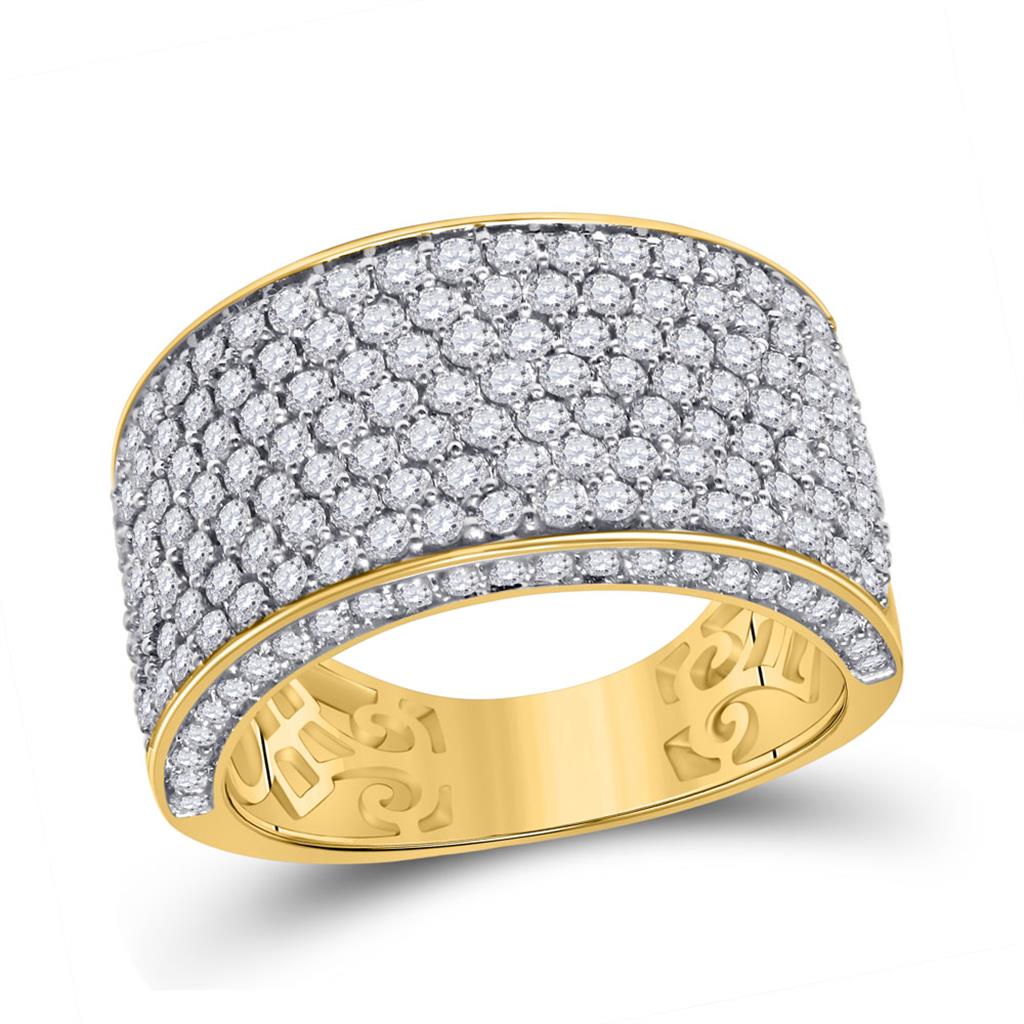14k Yellow Gold Round Diamond Pave Band Ring 3-1/5 Cttw