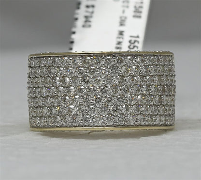 14k Yellow Gold Round Diamond Pave Band Ring 3-1/5 Cttw