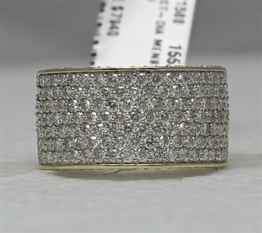 14k Yellow Gold Round Diamond Pave Band Ring 3-1/5 Cttw