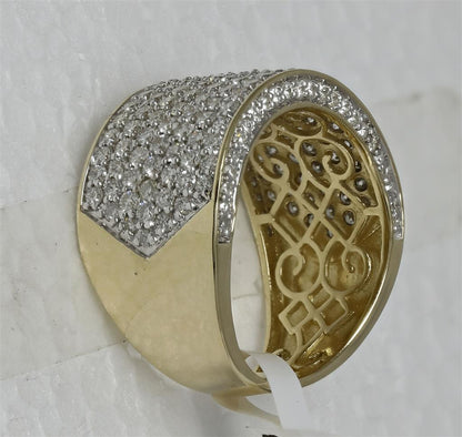 14k Yellow Gold Round Diamond Pave Band Ring 3-1/5 Cttw