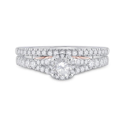 14k Two-tone Gold Round Diamond Bridal Wedding Ring Set 7/8 Cttw (Certified)