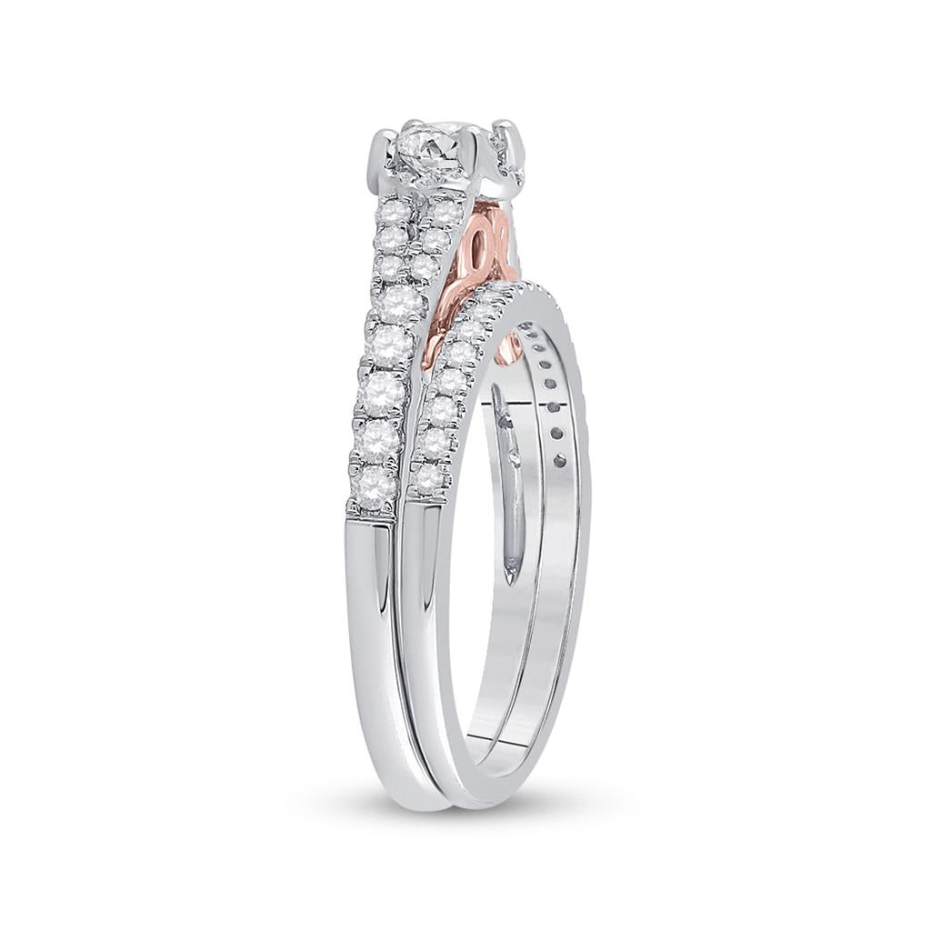 14k Two-tone Gold Round Diamond Bridal Wedding Ring Set 7/8 Cttw (Certified)