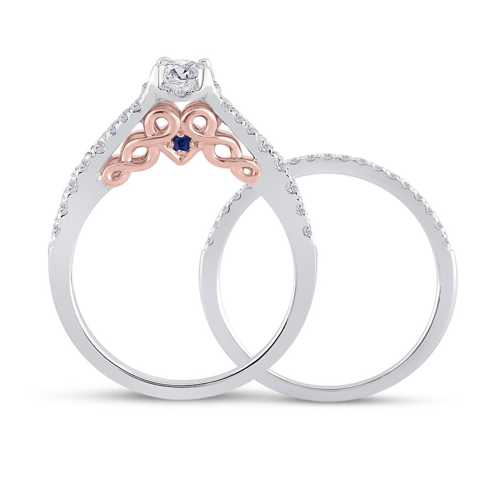 14k Two-tone Gold Round Diamond Bridal Wedding Ring Set 7/8 Cttw (Certified)