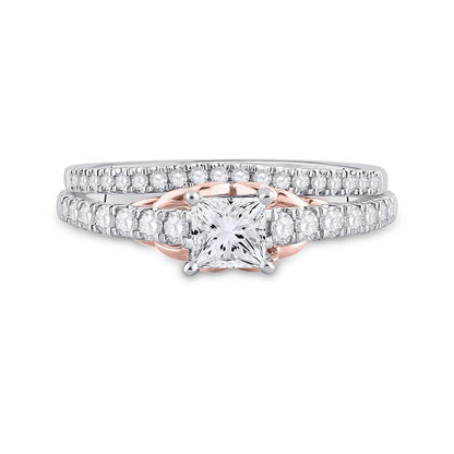 14k Two-tone Gold Princess Diamond Bridal Wedding Ring Set 1 Cttw (Certified)