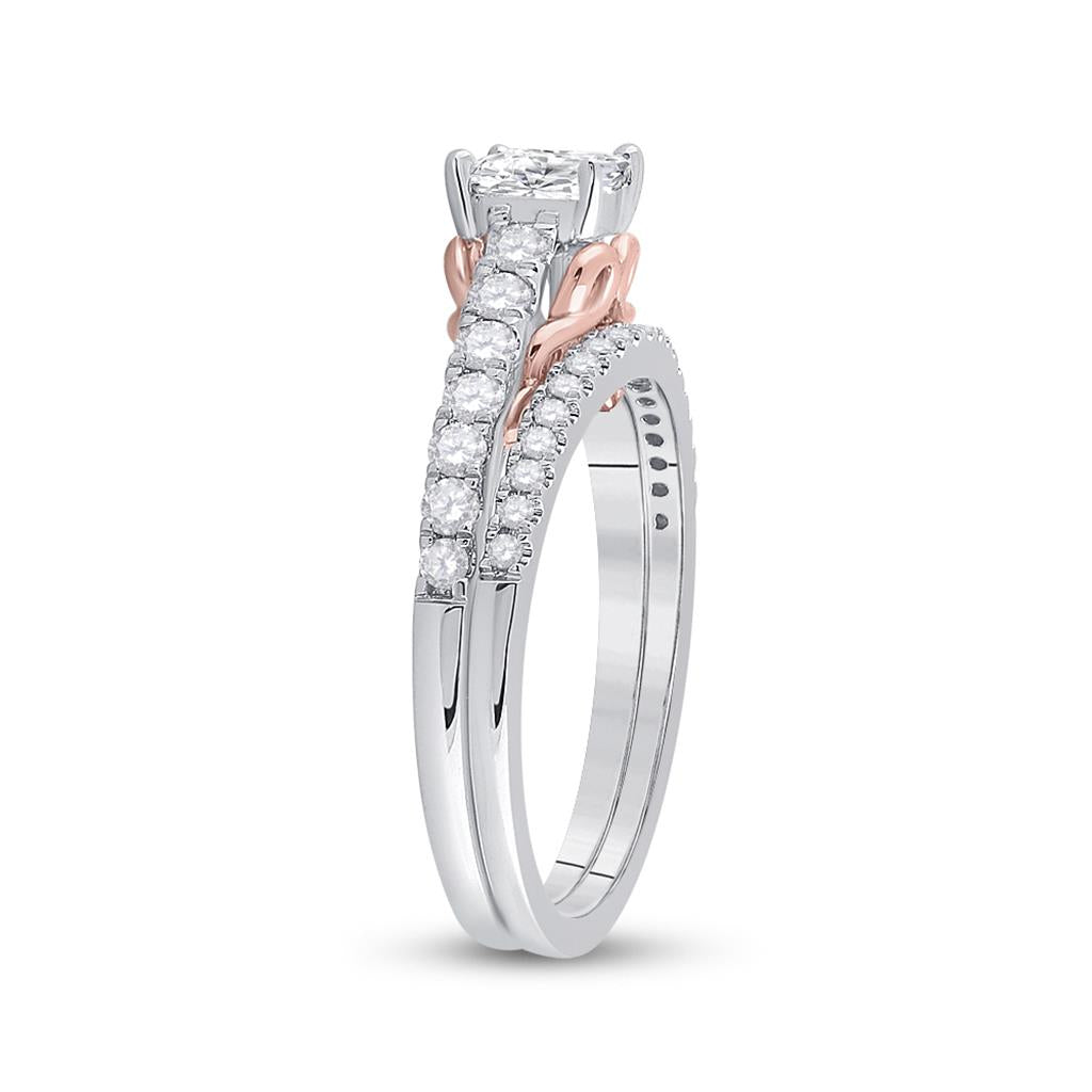 14k Two-tone Gold Princess Diamond Bridal Wedding Ring Set 1 Cttw (Certified)