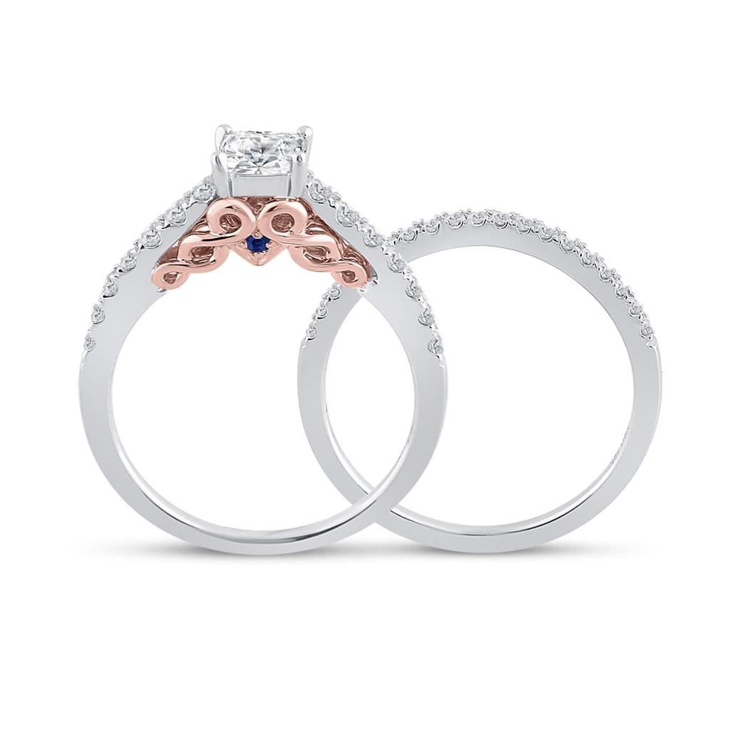 14k Two-tone Gold Princess Diamond Bridal Wedding Ring Set 1 Cttw (Certified)