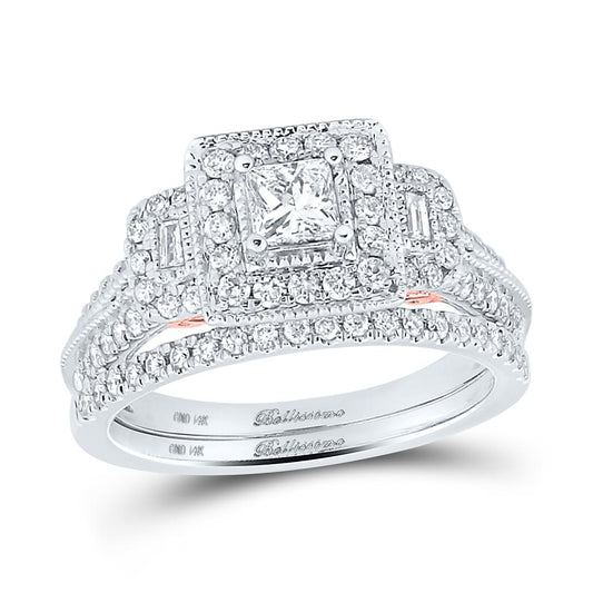 14k Two-tone Gold Princess Diamond Bridal Wedding Ring Set 1 Cttw (Certified)