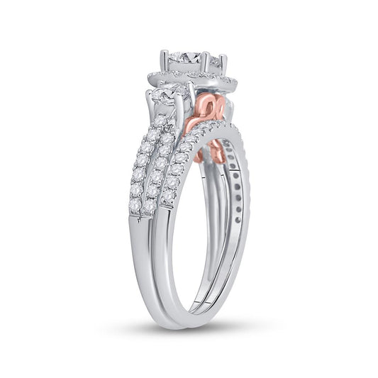 14k Two-tone Gold Princess Diamond Bridal Wedding Ring Set 1-1/2 Cttw (Certified)