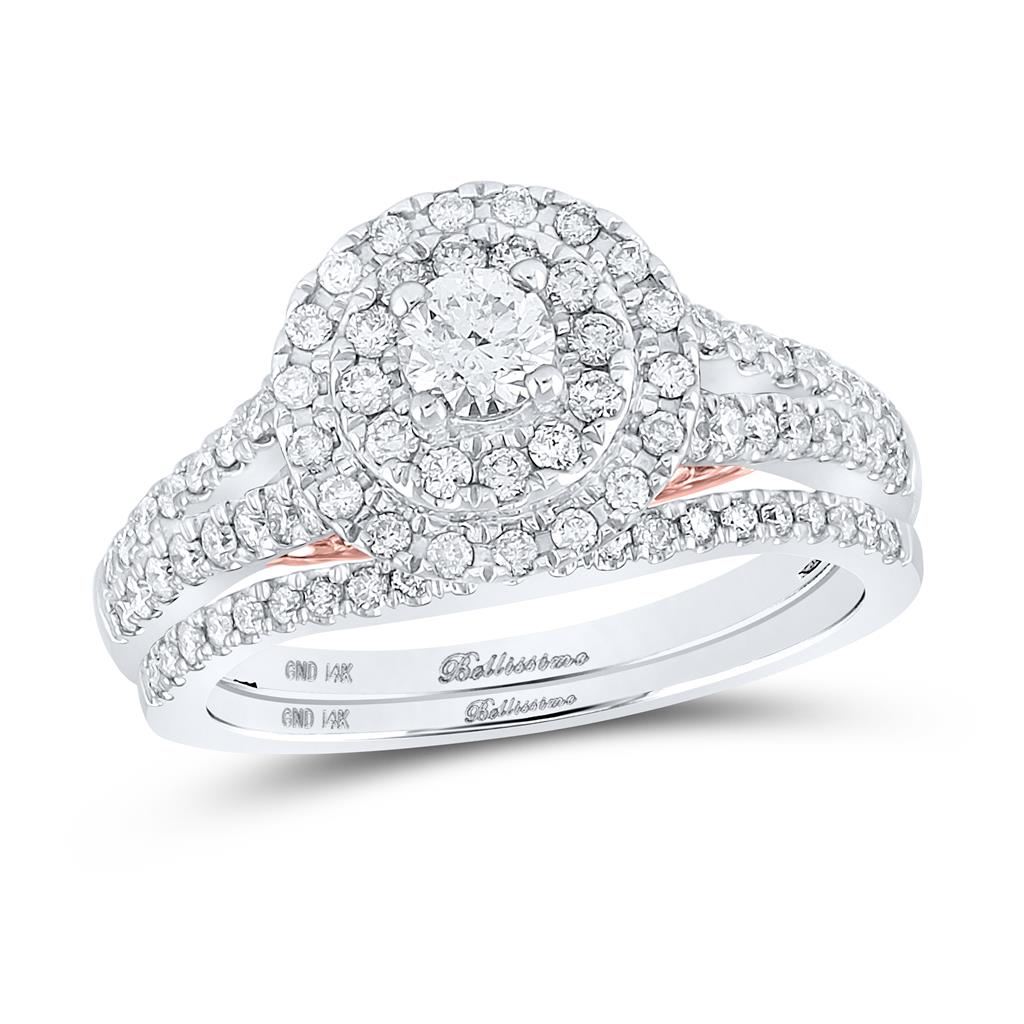 14k Two-tone Gold Round Diamond Bridal Wedding Ring Set 1 Cttw (Certified)