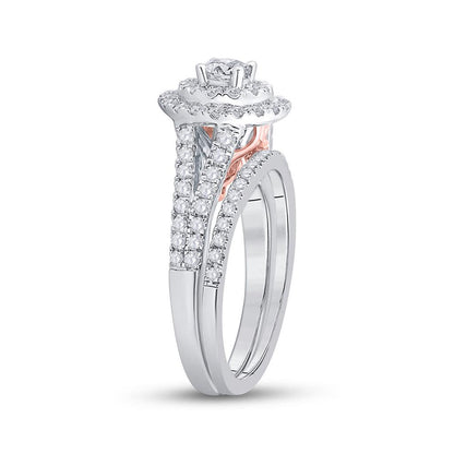 14k Two-tone Gold Round Diamond Bridal Wedding Ring Set 1 Cttw (Certified)