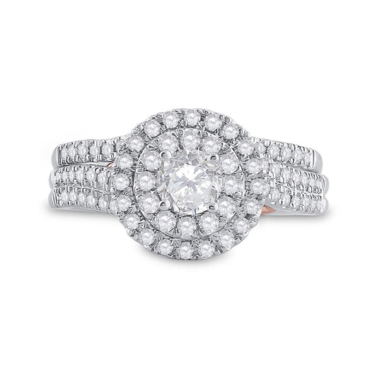 14k Two-tone Gold Round Diamond Bridal Wedding Ring Set 1 Cttw (Certified)