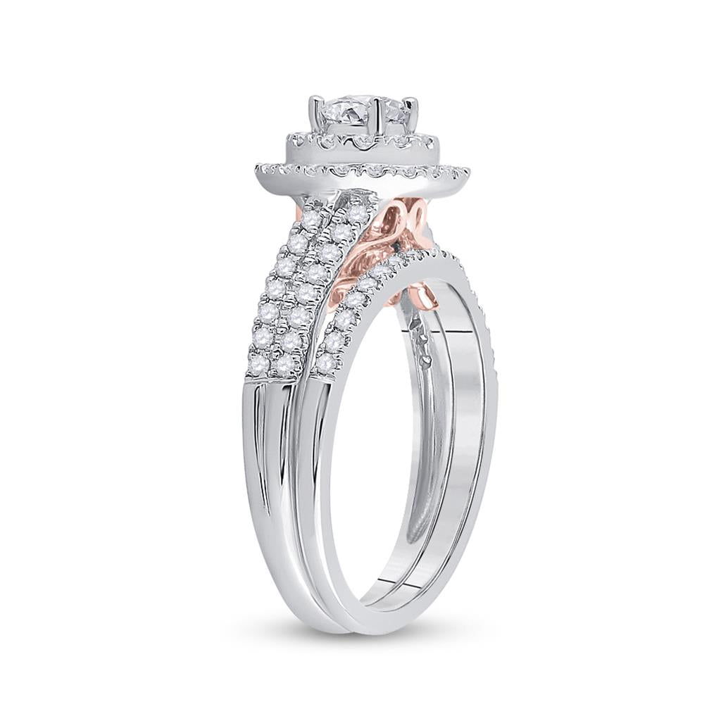 14k Two-tone Gold Round Diamond Bridal Wedding Ring Set 1 Cttw (Certified)