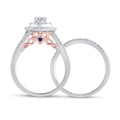 14k Two-tone Gold Round Diamond Bridal Wedding Ring Set 1 Cttw (Certified)