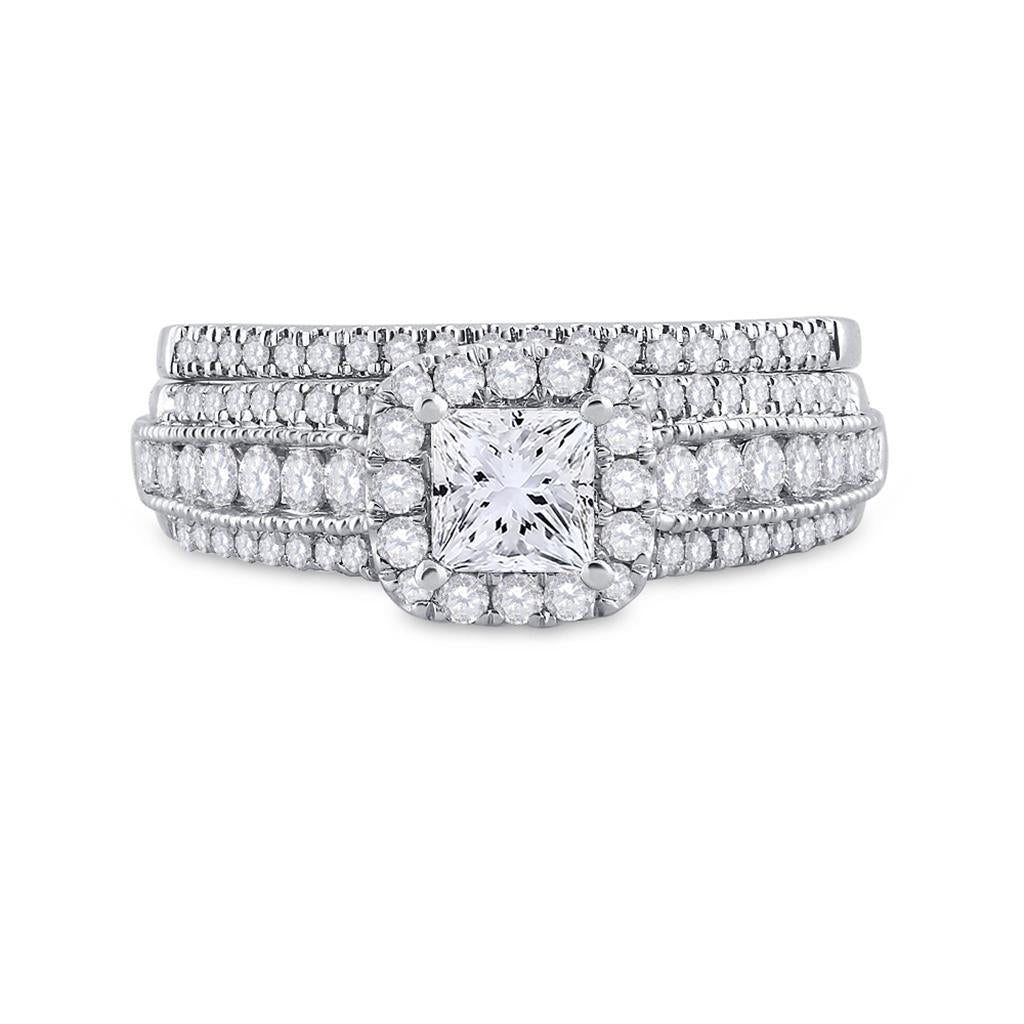 14k Two-tone Gold Princess Diamond Bridal Wedding Ring Set 1-1/4 Cttw (Certified)